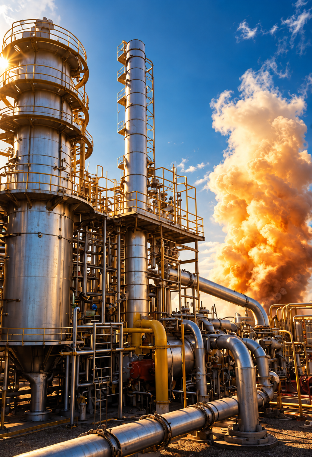 Gas refinery and flue gas stack